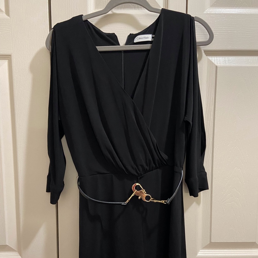 Black Cold Shoulder belted jumpsuit shorts
